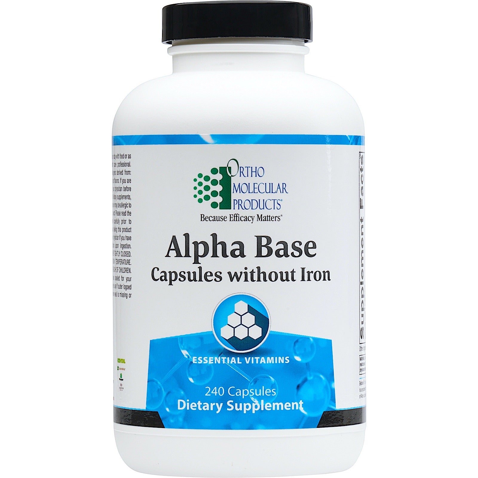 Ortho Molecular, Alpha Base No Iron, 240 Capsules UPC 615033011529 | HiLife Vitamins